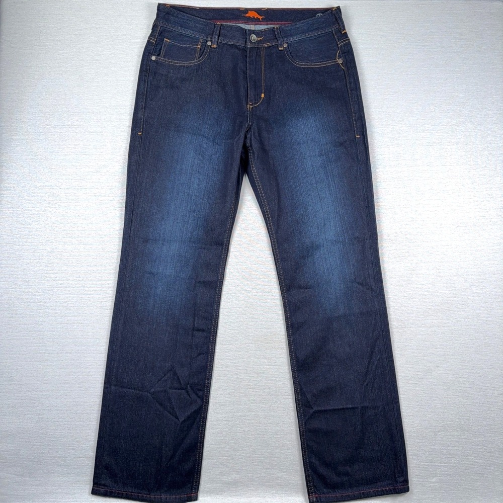 Tommy Bahama Cayman Relaxed Jeans Mens 33x32 Blue Cotton Lyocell Straight